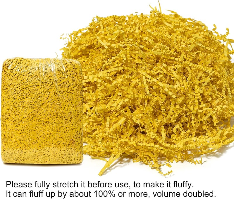 Mefleet 1 LB Crinkle Cut Paper Shred Filler Yellow Crinkle Shredded Paper for Gift Box - Gift Basket Bag Filler - Lemon Grass Cushion Stuffing for Christmas Holiday Packaging Wrapping - Image 5